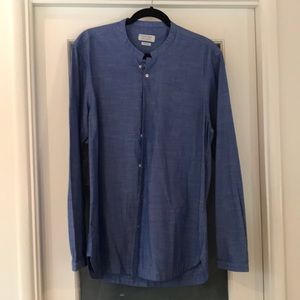 Zara Man chambray shirt. Mandarin collar. Size L.